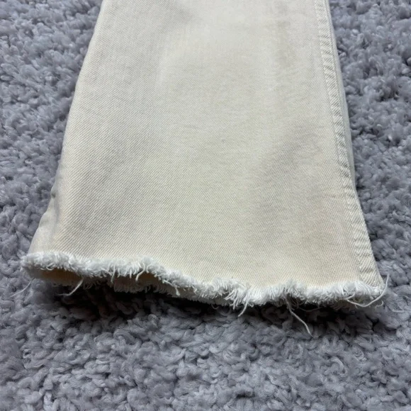 Zara Jeans Womens 2 Crop White Denim Party Night Out Travel Dinner Bell Bottoms - Picture 3 of 4